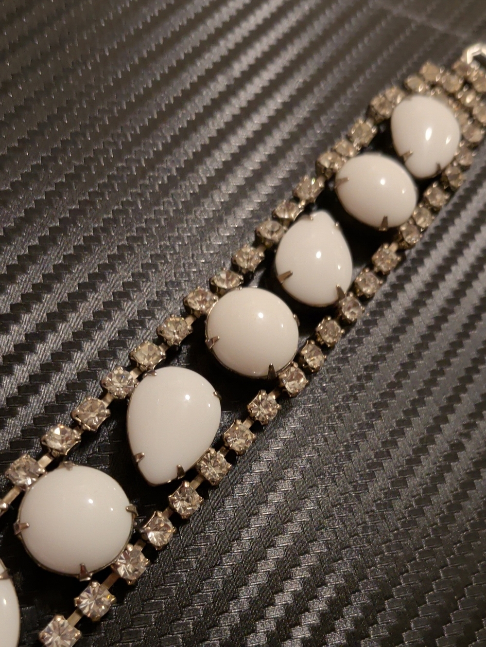 White Crystal Statement Bracelet - Women's Accessories 7.5" Long